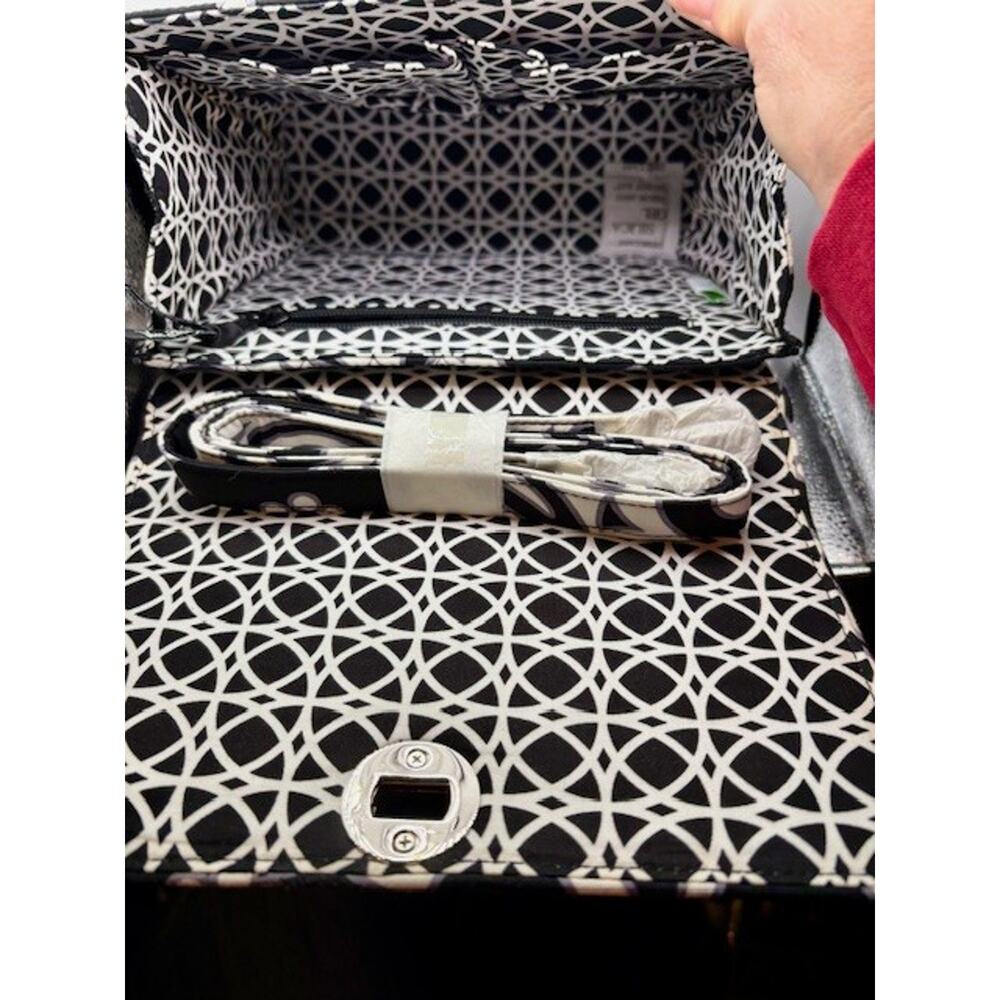 Vera Bradley Julia Satchel in Night & Day w/ Crossbody Strap Black and White NEW - Picture 4 of 11